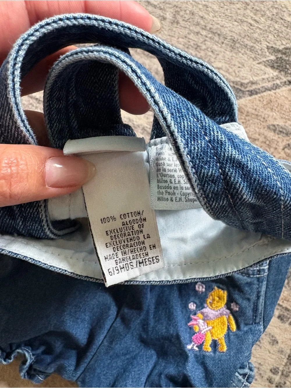 Vintage Disney Winnie the Pooh piglet denim overalls bibs embroidered 6/9 months